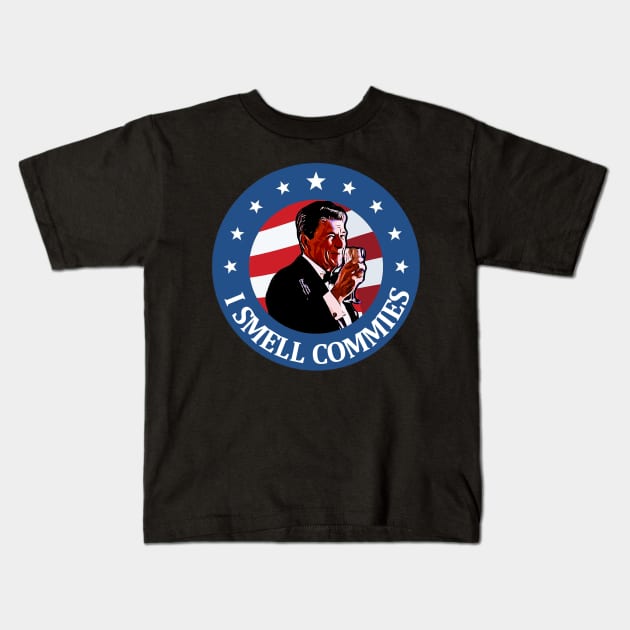 i smell commies Ronald Reagan Kids T-Shirt by JayD World